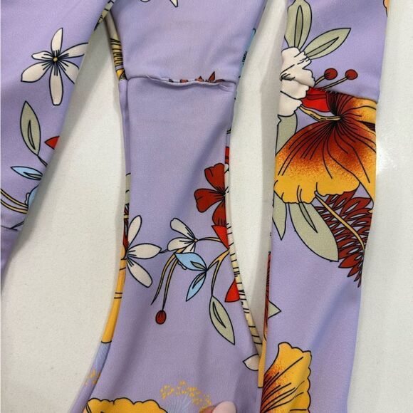 Zaful Strapless High Cut Purple Floral Bikini - Picture 3 of 4